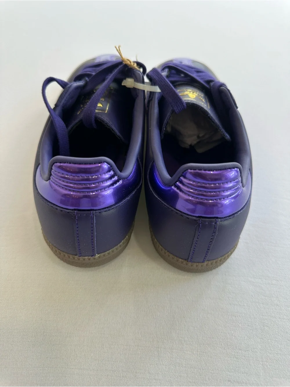 NEW adidas Samba Purple on Purple w/ Gold Trim low cut lace up Sneakers Size 8.5